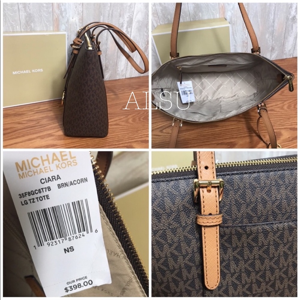 Michael Kors Ciara LG EW TZ Tote Brown W AUTHENTIC - Picture 7 of 7